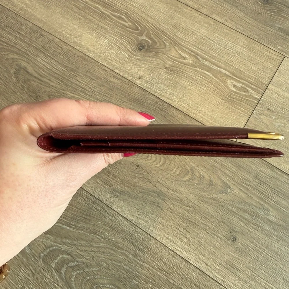 Cartier Burgundy Unisex Long Leather Bifold Wallet